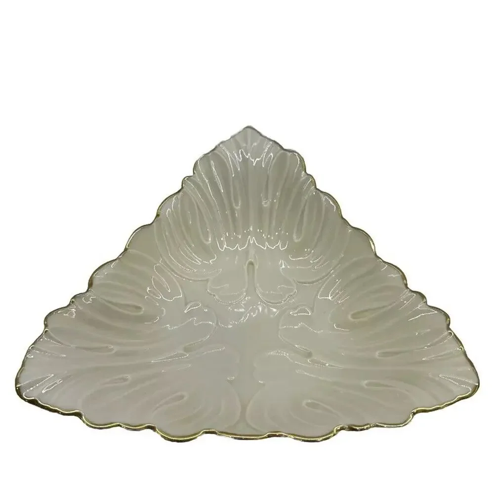 VTG MCM Lenox 24kt Gold Trim Triangle Shaped Dish/Jewelry Tray Porcelain Ivory